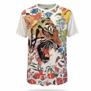 NWT Heads or Tails Men’s White Rhinestone Floral Graphic Tee Shirt - Size 3XL